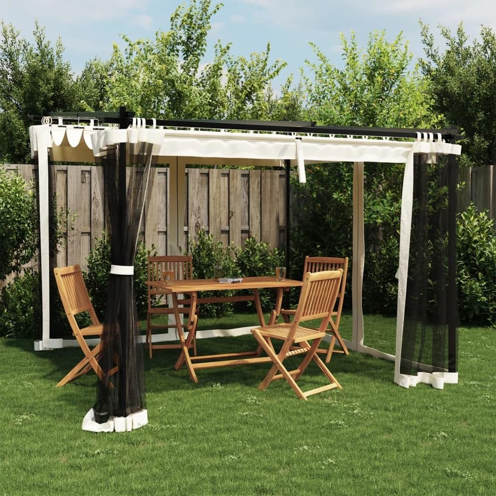 Gazebo with Lattice Walls, Cream, 3 x 3 m, Aluminum/Steel