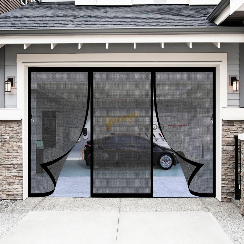 Magnetic Insect Screen Door Curtain 242 x 260 cm, Strong Magnets, Weatherproof, Self-Closing, Black