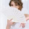 CREATCABIN Folding Fan White Lace Line Dance Fan view 4