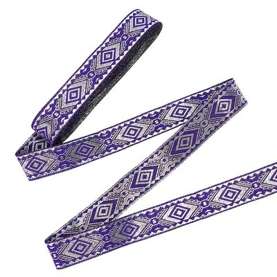 MAYJOYDIY 7m Purple Ethnic Jacquard Ribbon