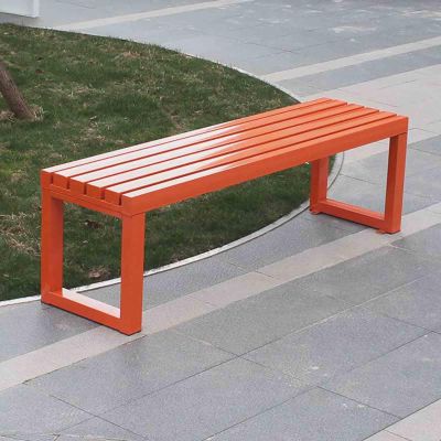 Outdoor Garden Bench, Weather-Resistant Backless Metal, Black, 100 x 40 x 45 cm (Orange, 150 x 40 x 45 cm)