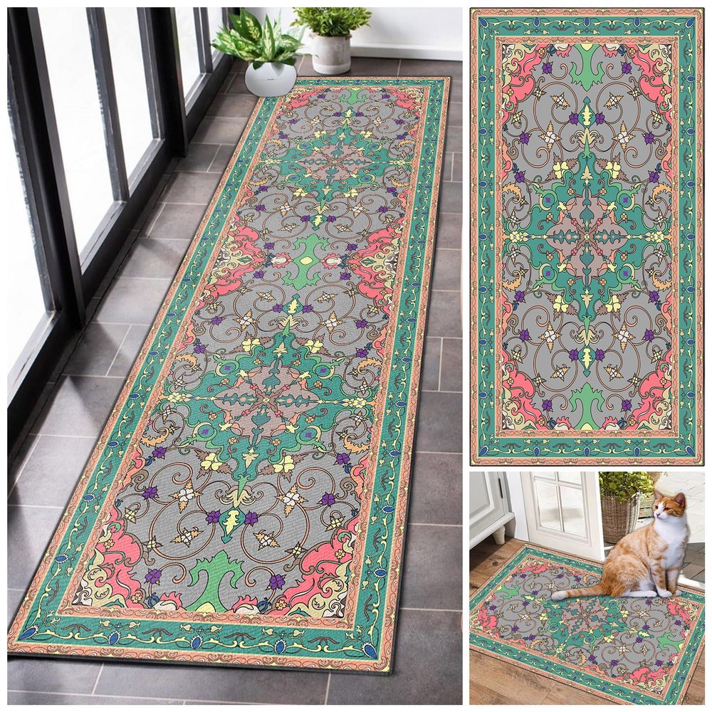 GmyoieqI Long Hallway Runner Rug, Non-Slip, Washable, Modern Short-Pile, Soft, 70 x 160 cm