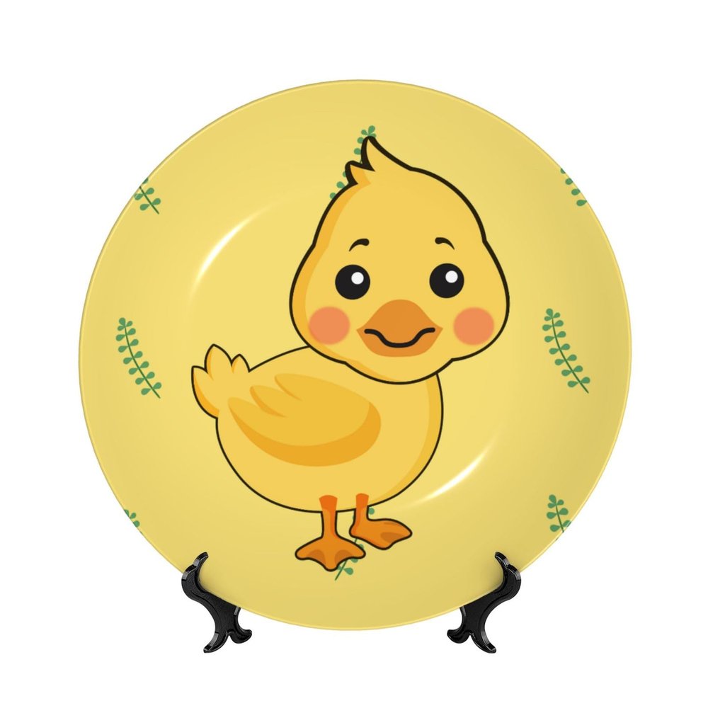 POEZJZW Decorative Plate with Cartoon Duck Pattern, 25.4 cm