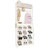 Narrow Metal Coat and Shoe Rack with 4 Angled Upper Shelves view 1