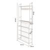 Narrow Metal Coat and Shoe Rack with 4 Angled Upper Shelves view 3