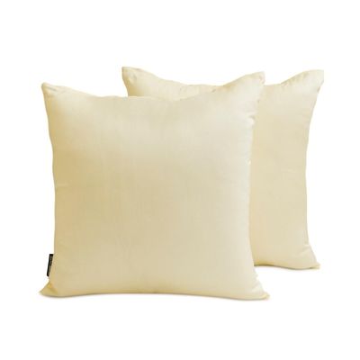 Fabric Mart Direct Cream Faux Silk Lumbar Pillow Covers, 2-Pack, 30 x 35 cm