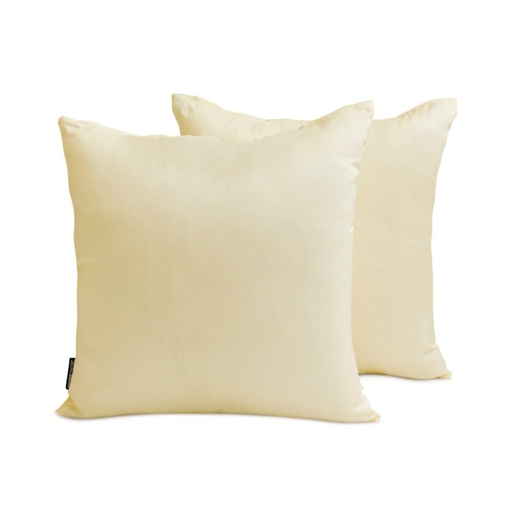 Fabric Mart Direct Cream Faux Silk Lumbar Pillow Covers, 2-Pack, 30 x 35 cm