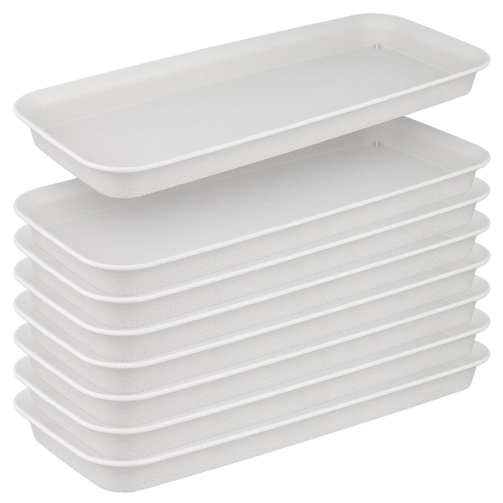 SINJEUN 8-Pack Rectangular Plant Pot Saucers, 39.5 x 17 x 3 cm, for Indoor and Outdoor Use