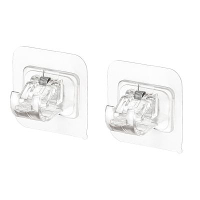Eujgoov Adhesive Curtain Rod Brackets, No-Drill Installation, 2-Pack