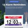 7-Inch Digital Clock with Large Display, Date, Day, and 12 Customizable Alarms, Auto-Dimming Calendar Clock for Seniors, Dementia Care, and Living Rooms, White view 2