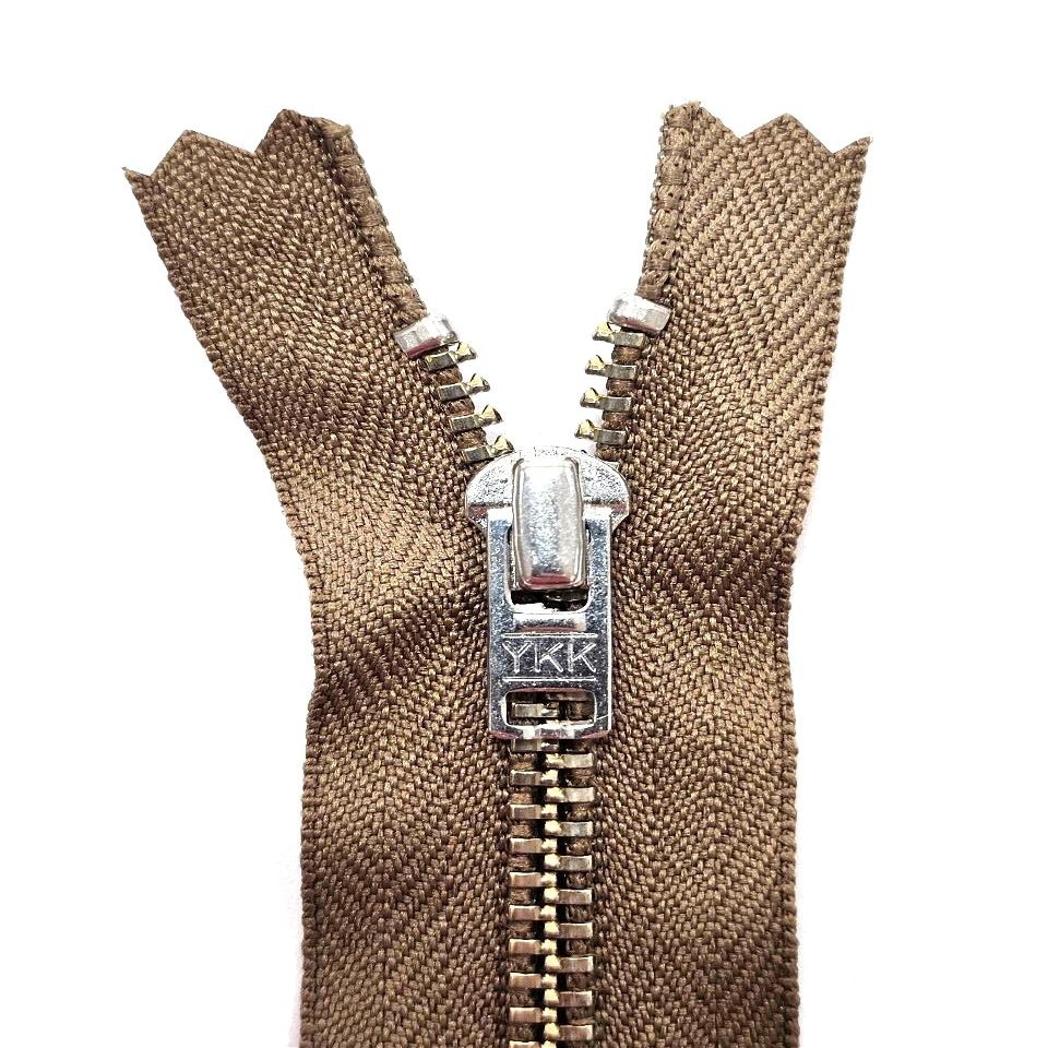Metal Zipper 4mm Silver 563 Medium Brown 16cm
