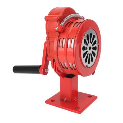 Handheld Hand-Crank Siren Alarm, 110 dB, Red