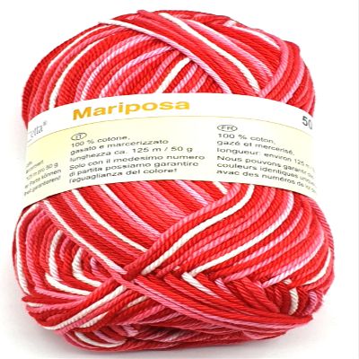 Summer Knitting Yarn in Mercerized Cotton 50g (016 Red Print)