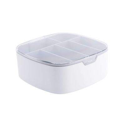 Cable Organizer for Data Cables with Lid, 6 Compartments, Desk