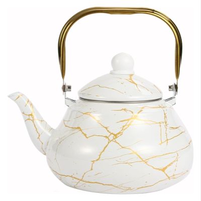 2.5 L Enamel Tea Kettle for Stovetops, White