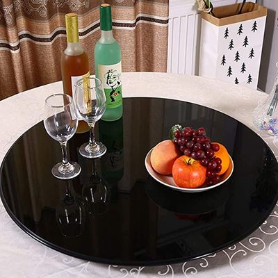 Black Tempered Glass Lazy Susan Serving Tray