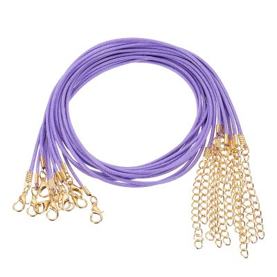 QUARKZMAN 10-Piece Waxed Necklace Cords, 45 cm x 1.5 mm, Braided, Purple