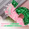 Pink Birthday Number Candle, Glittering Sequin Green Cake Decoration with Rhinestone Crown Design for Birthday Party Decoration Anniversary Wedding (Number 5) view 3