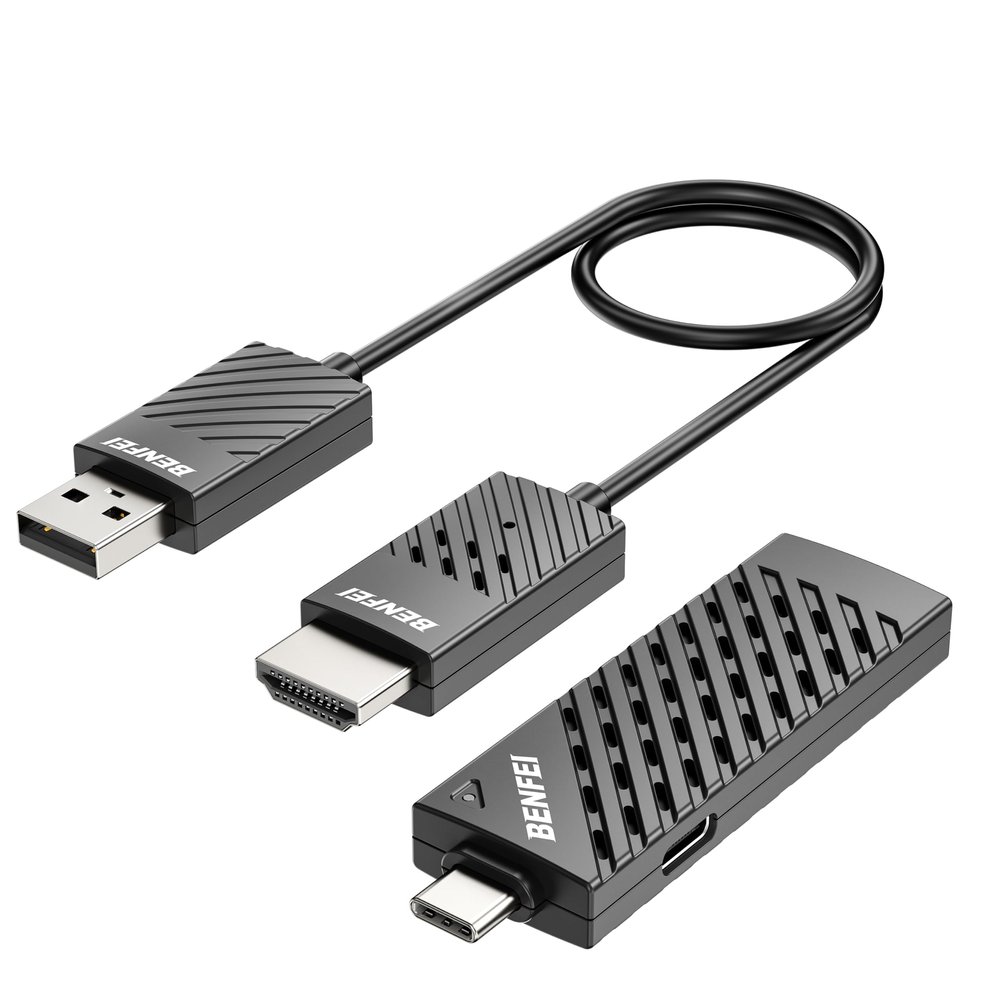 BENFEI Wireless USB-C Transmitter and HDMI Receiver, 1080p, USB-C to HDMI, up to 30 m, 65W PD, Compatible with MacBook, iPad Pro, iMac, S23, XPS 17