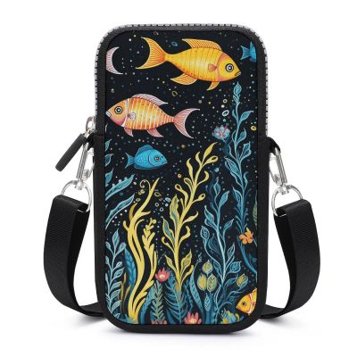 Anceky Women's Crossbody Phone Bag, Seabed Fish Print, Adjustable Strap