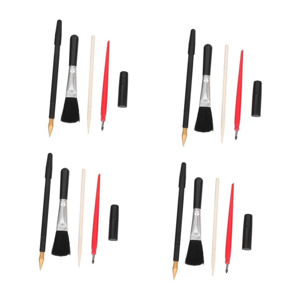 DOITOOL 4-Piece Scratch Art Tool Set with Wooden Pens and Metal Tips