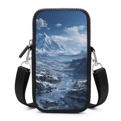 Anceky Women's Crossbody Phone Bag with Snowy Mountain Print and Adjustable Strap