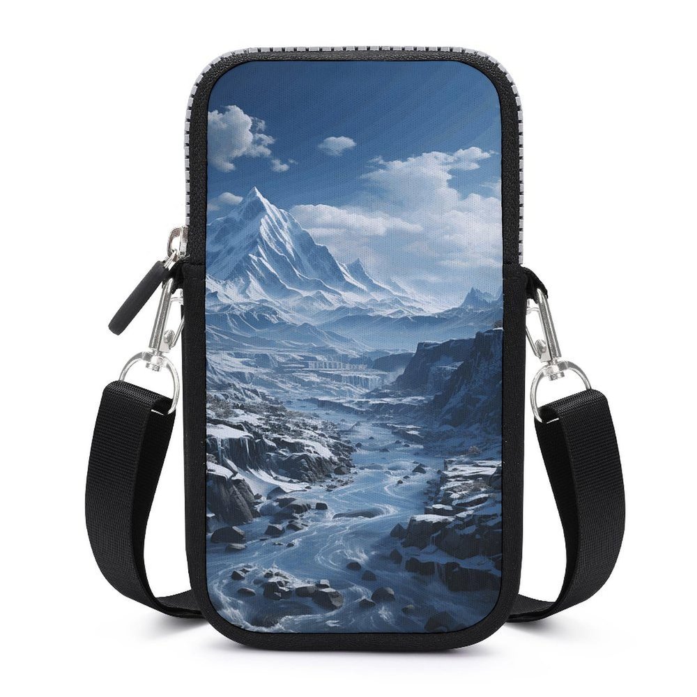 Anceky Women's Crossbody Phone Bag with Snowy Mountain Print and Adjustable Strap