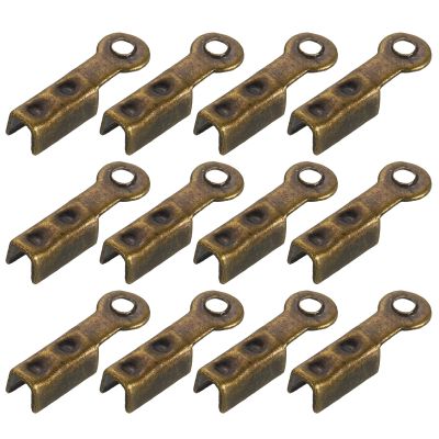 QUARKZMAN 200-Piece Bronze Fold-Over Cord Ends, 8.1 x 1.2 mm