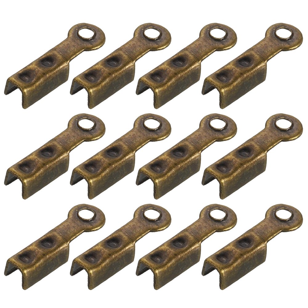 QUARKZMAN 200-Piece Bronze Fold-Over Cord Ends, 8.1 x 1.2 mm