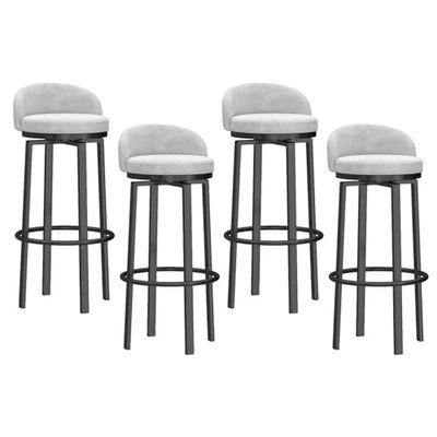 4-Piece Swivel Bar Stool Set, 75 cm Seat Height, Black Metal Legs