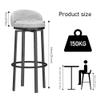 4-Piece Swivel Bar Stool Set, 75 cm Seat Height, Black Metal Legs view 3