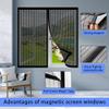 Magnetic Fly Screen Window 198 x 233 cm, No Drilling, Self-Closing, White view 2