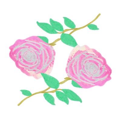 Angoily 2-Piece Rose Sequin Iron-On Patches