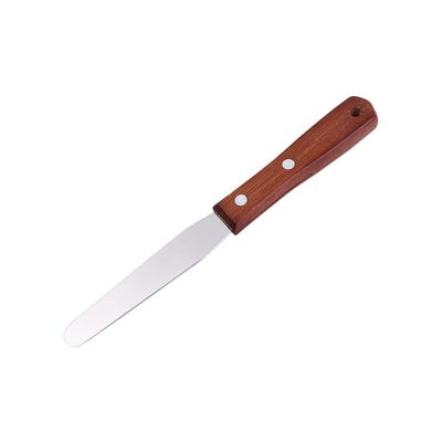 Stainless Steel Cake Spatula, Angled and Straight, with Wooden Handle (6 inch)