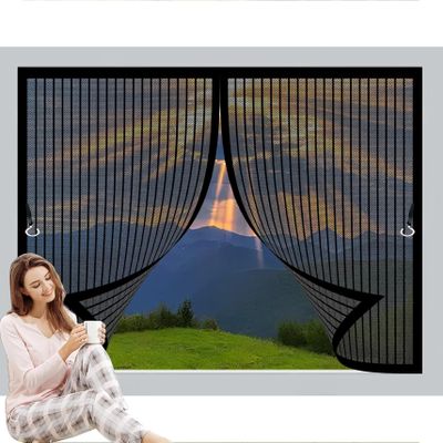 Magnetic Insect Screen Door 160 x 180 cm, Adjustable, Black