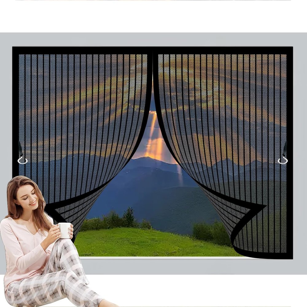 Magnetic Insect Screen Door 160 x 180 cm, Adjustable, Black