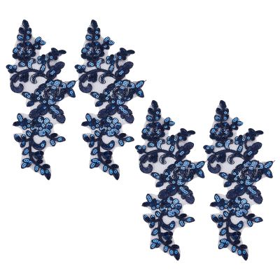 letsinstyle 2 Pairs 3D Sequin Lace Appliqués with Floral Pattern