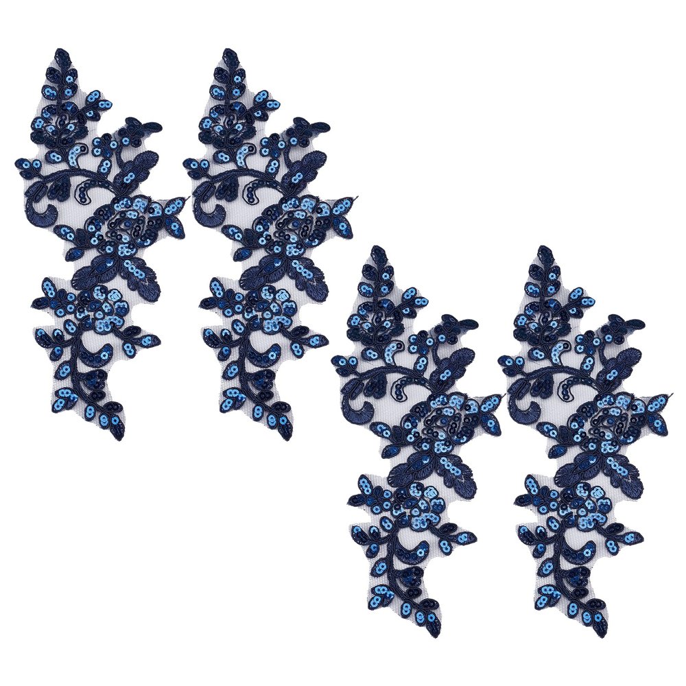 letsinstyle 2 Pairs 3D Sequin Lace Appliqués with Floral Pattern