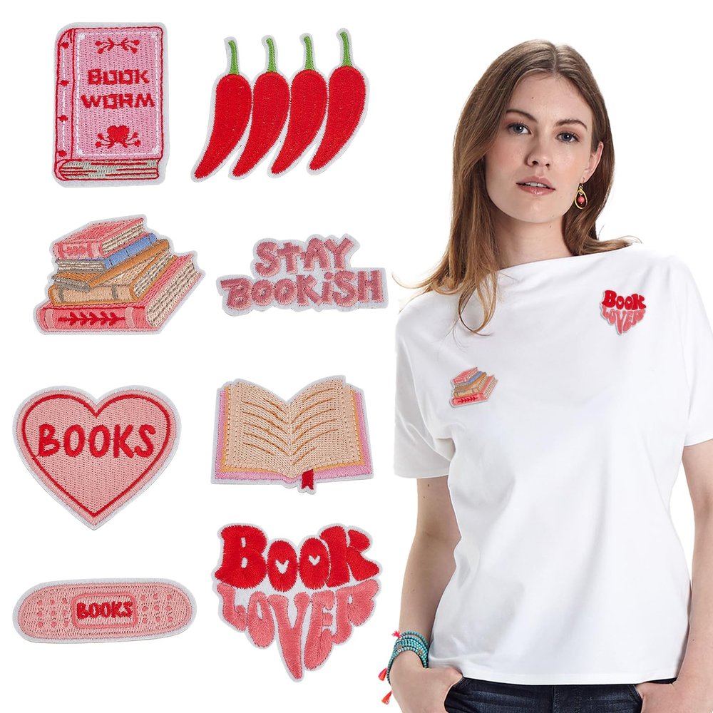 letsinstyle 8-Piece Bookworm Iron-On Patches