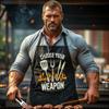 Men’s Choose Your Weapon Grill Apron | Gamer BBQ Apron with Weapon Design | Black with Pocket view 2