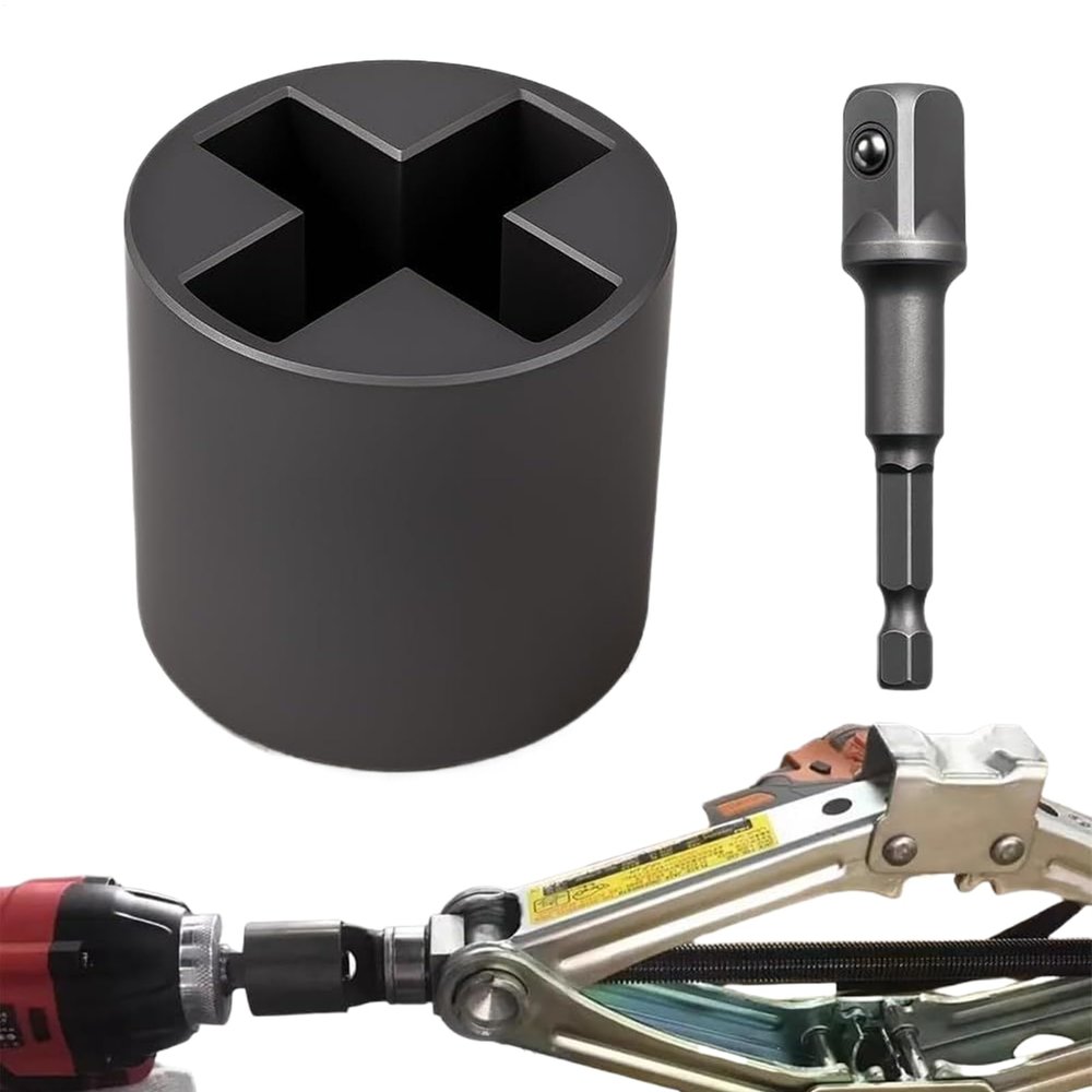 Trailer Jack Drill Adapter, Steel Stabilizer Attachment, RV Leveling Tool, Heavy-Duty and Compact, Secure Grip, 1.31.31.46 Inches