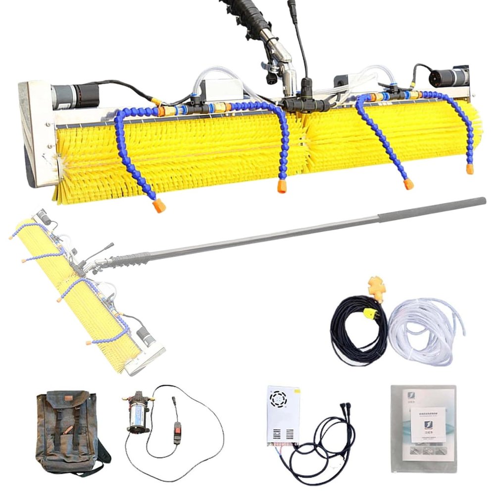 Eastnmythet Electric Solar Panel Cleaning Tool, 1.1 m/3.6 ft Brush, 4 m/13 ft Pole