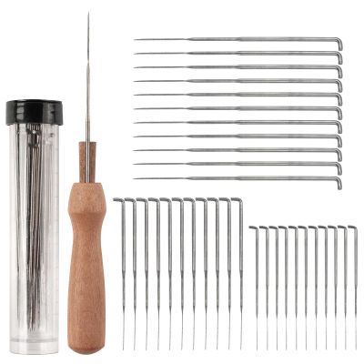35-Piece Felting Needle Set with Wood Handle & Storage Bottle