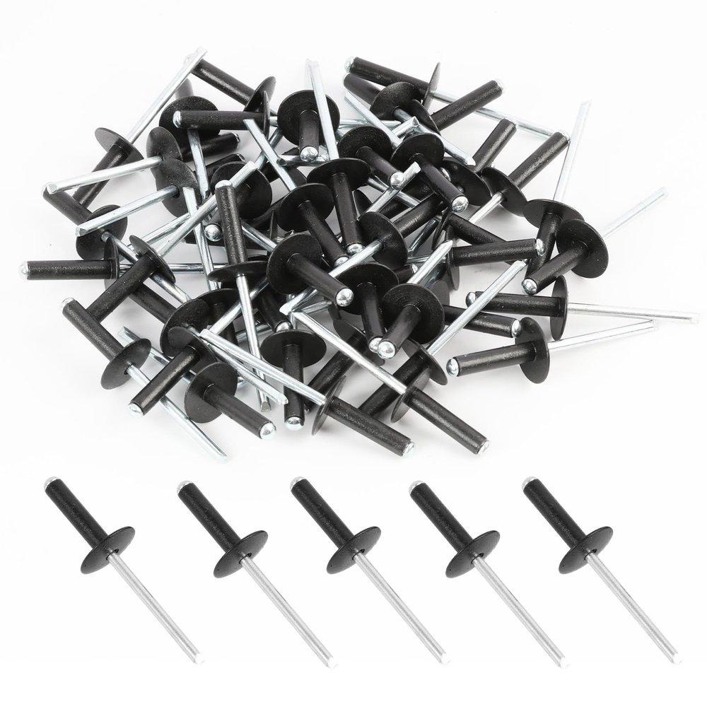 Jecdfs 50-Piece Aluminum Blind Rivet Set, 4 x 20 mm, Black