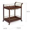 Vintage-Style Wooden Kitchen Cart with Wine Rack, 2-Tier Bar Cart on Wheels view 2