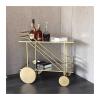 Elegant Gold XL Bar Cart with Two Glass Shelves and Metal Frame view 1