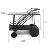 Elegant Gold XL Bar Cart with Two Glass Shelves and Metal Frame view 2