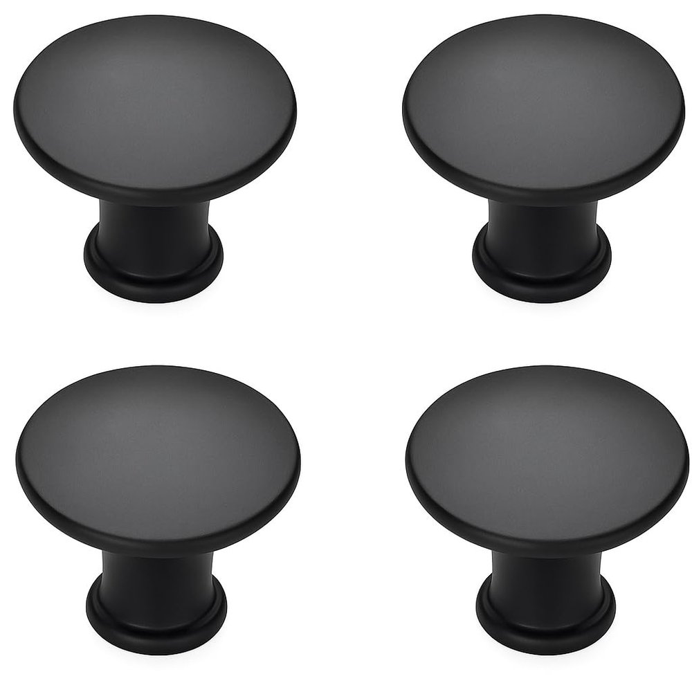 OG-ER Black Cabinet Knobs, Modern Vintage Furniture Knobs with Screws, 4-Pack