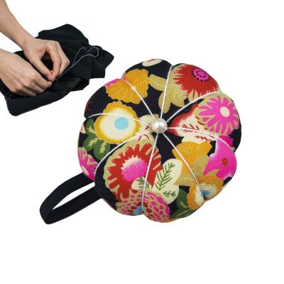 Pumpkin-Shaped Wrist Pin Cushion