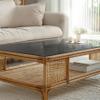 Tulup Large Rectangular Tabletop 100x50 cm, Replaceable Panel, Polished Edges, Tempered Glass, Modern Design for Kitchen and Dining Room Decoration, Table Glass - Natural Stone Motif view 3